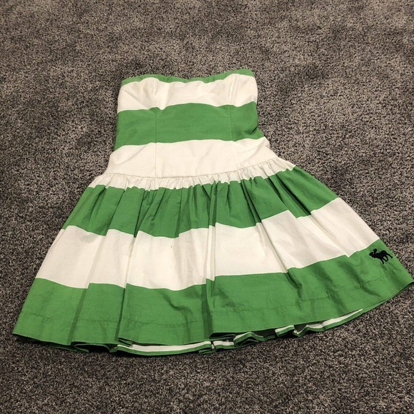 Abercrombie & Fitch Dresses & Skirts - Abercrombie & Fitch Dress Womens Large Green White Striped Cotton Casual Ladies